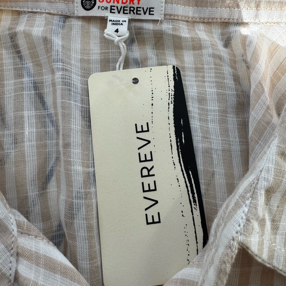 Evereve Cream and Tan Striped Blouse - Picture 5 of 8